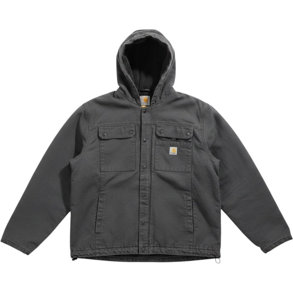 Carhartt Hooded Jacket Gravel Grey 3XL Cotton Canvas Sherpa Lined OJ3826-M